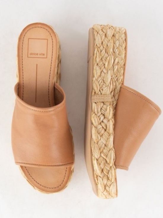 Dolce Vita Shoes - Dolce Vita Raffia Platform Pablo Sandals in Honey Leather- Size 7.5